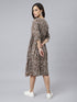 Brown Pure Cotton Floral Printed Angrakha Dress